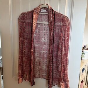 Valentino Patterned Sheer Blouse in Red and Black